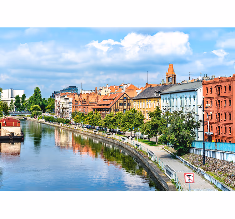 Toile fenêtre chambre rivière de bydgoszcz - TenStickers