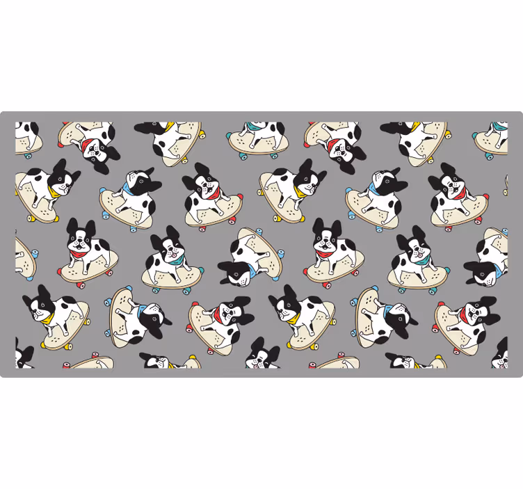 Toile fenêtre gris bulldog skateboardeur - TenStickers