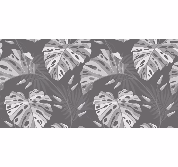 Toile fenêtre gris feuilles tropicales grises - TenStickers