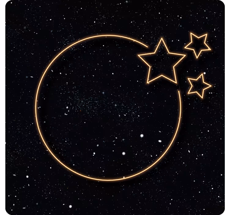 Toile fenêtre gris étoiles et lune dans l'espace - TenStickers