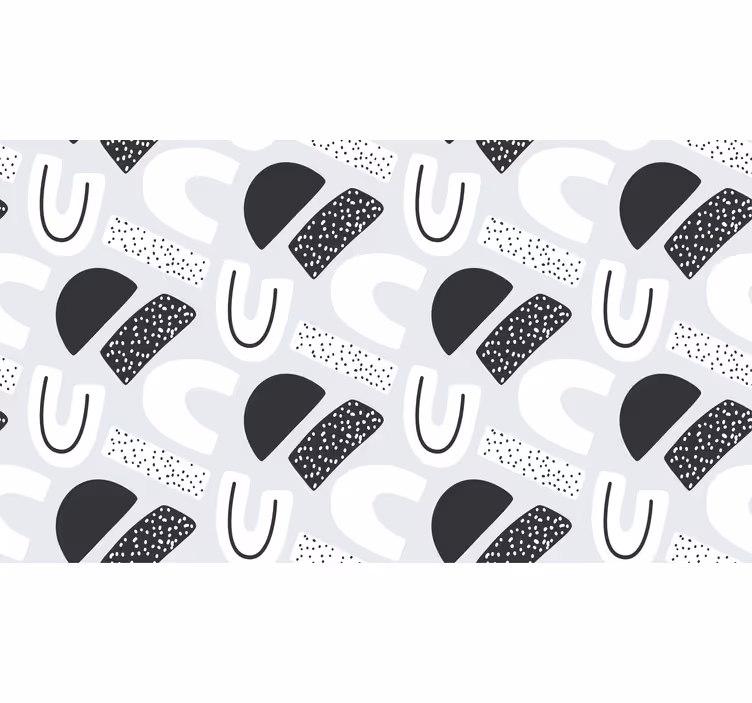 Toile fenêtre gris motif figures noir et blanc années 80 - TenStickers