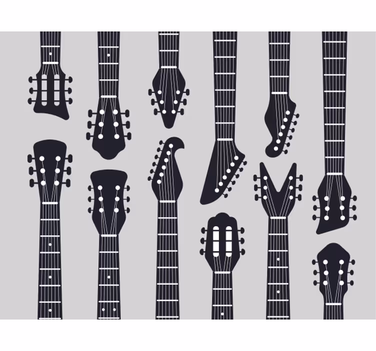 Toile fenêtre gris silhouette de guitare rock - TenStickers