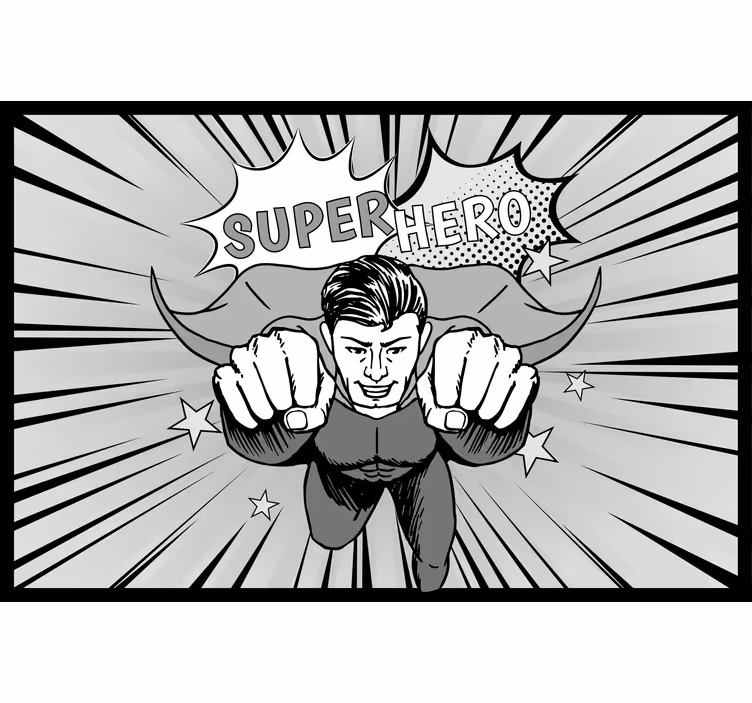 Toile fenêtre gris design de super-héros fantastique - TenStickers