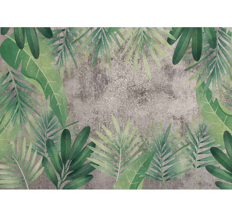 Toile fenêtre chambre plantes tropicales sur béton - TenStickers