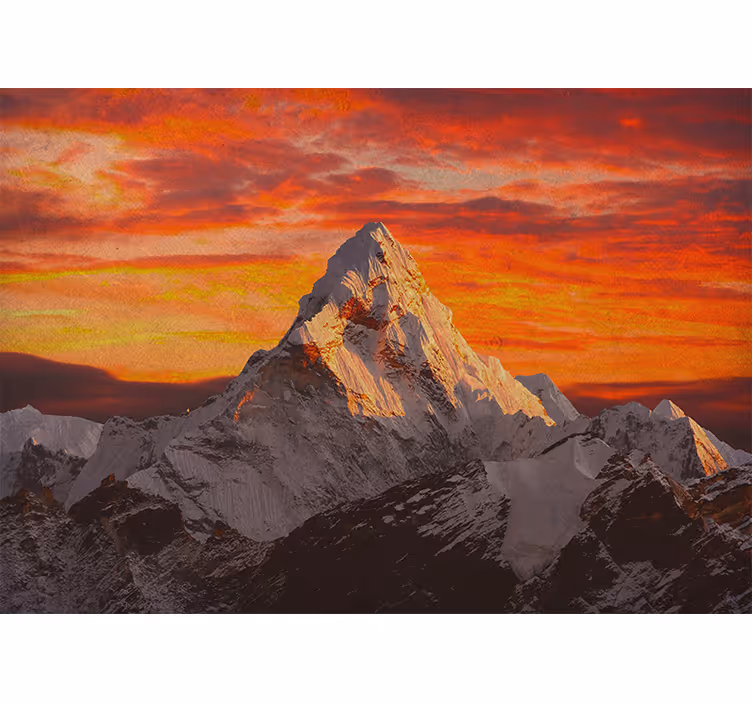 Toile fenêtre chambre coucher de soleil sur l'himalaya - TenStickers