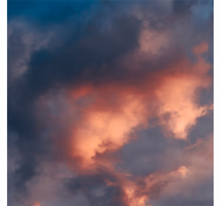 Toile fenêtre salon nuages orange ciel - TenStickers