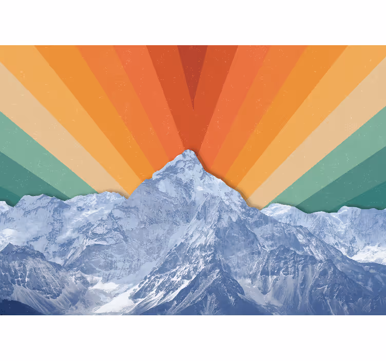 Toile fenêtre salon montagnes aux couleurs boho - TenStickers