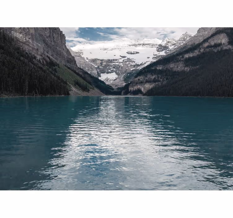 Toile fenêtre salon paysage montagne 3d rivière - TenStickers