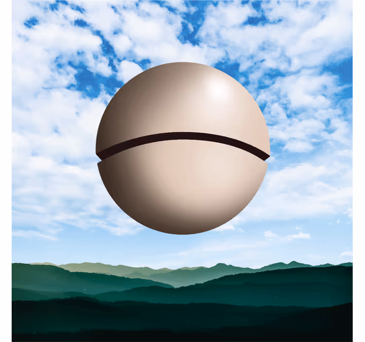 Toile fenêtre salon sphère magritte - TenStickers