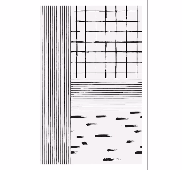 Toile fenêtre salon lignes noires - TenStickers