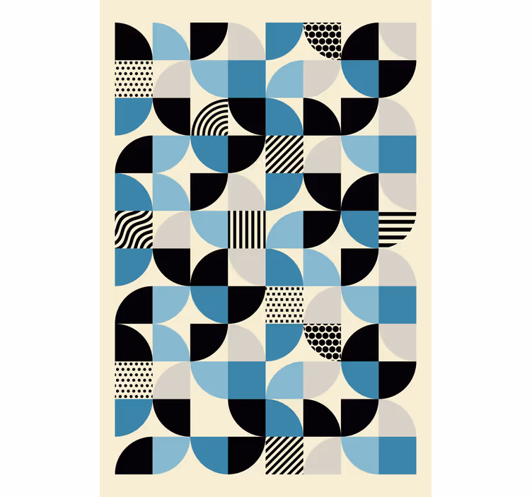 Toile fenêtre salon motif bauhaus bleu rétro - TenStickers