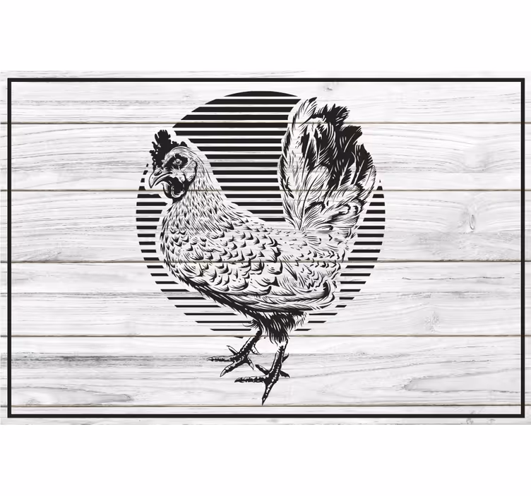 Toile fenêtre chambre poussin sur planches en bois - TenStickers