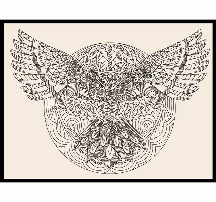 Toile fenêtre chambre hibou noir aux ailes déployées - TenStickers