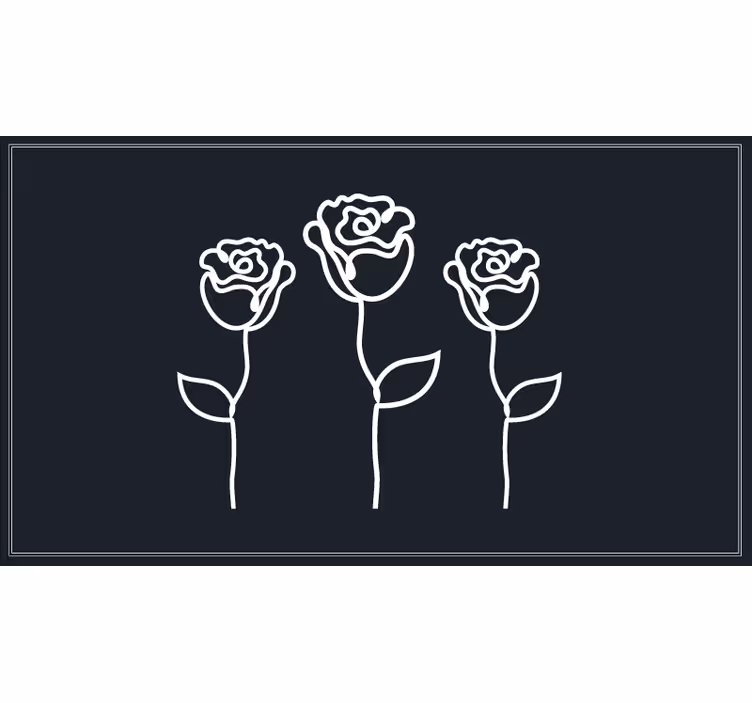Toile fenêtre chambre illustration de roses minimalistes - TenStickers