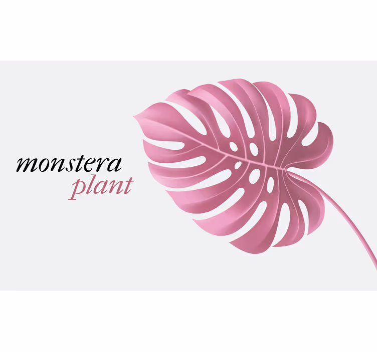 Toile fenêtre chambre tapis vinyle monstera rose minimaliste - TenStickers