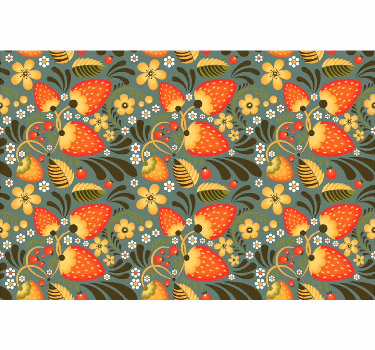 Toile fenêtre chambre fraises russes et plantes vertes - TenStickers