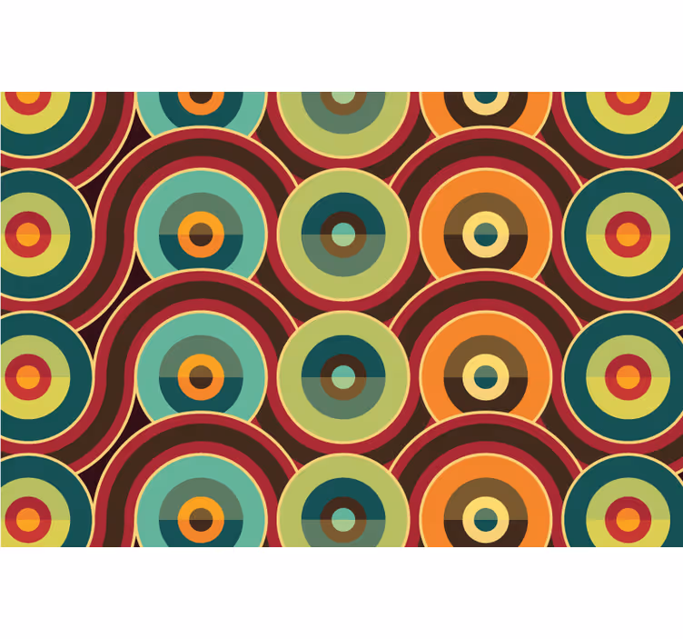 Toile fenêtre chambre cercles rétro répétés - TenStickers