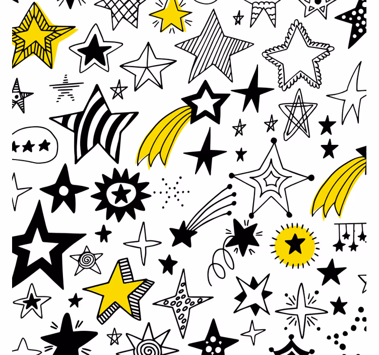 Toile fenêtre chambre étoiles doodle - TenStickers