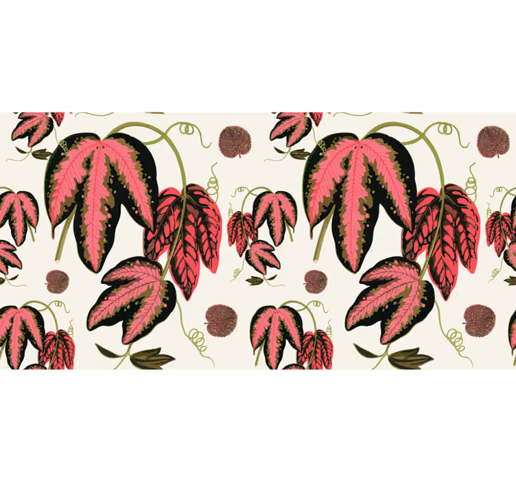 Toile fenêtre chambre feuilles de maranta rouges - TenStickers