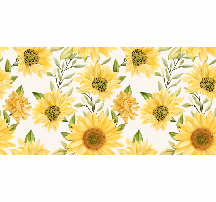 Toile fenêtre chambre tournesols sur fond blanc - TenStickers
