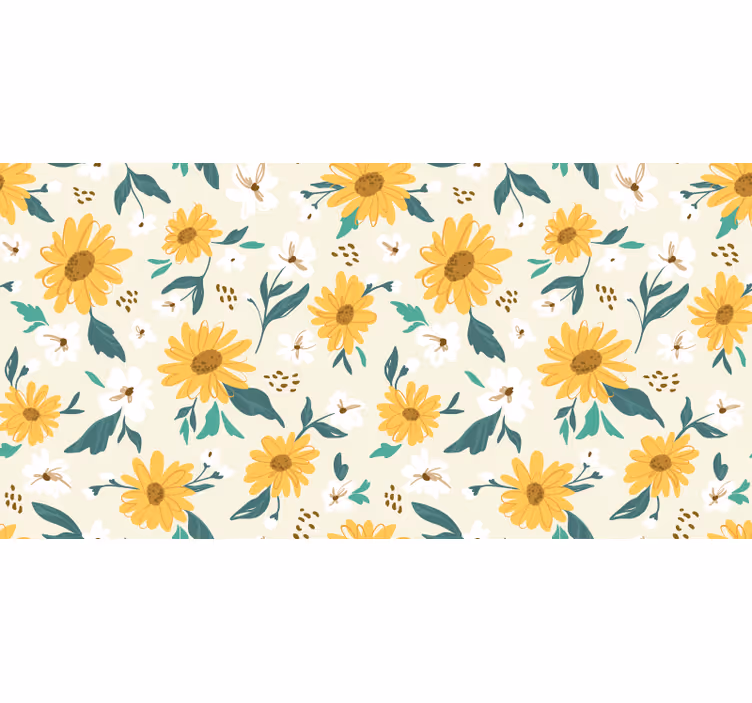 Toile fenêtre chambre tournesols et marguerites vintage - TenStickers