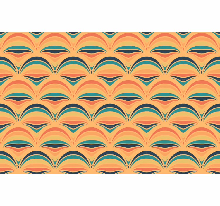Toile fenêtre chambre lignes orange années 70 - TenStickers