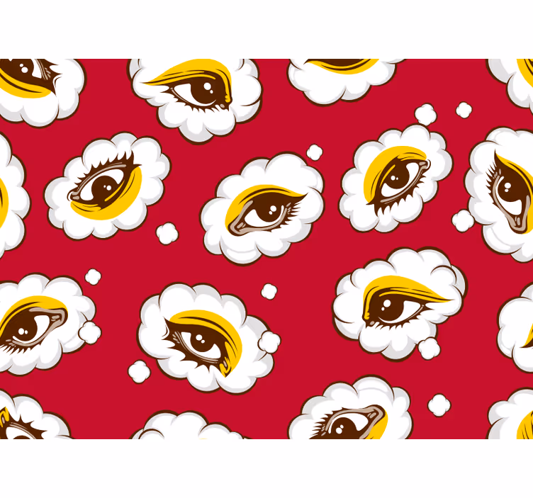 Toile fenêtre chambre motif yeux des années 70 - TenStickers