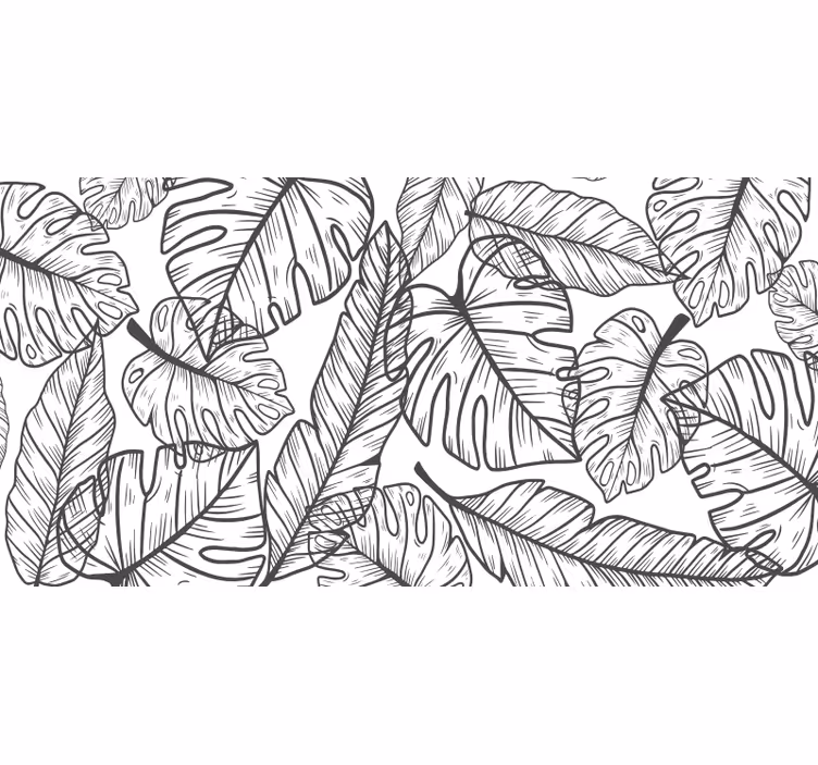 Toile fenêtre chambre contours de grandes feuilles - TenStickers