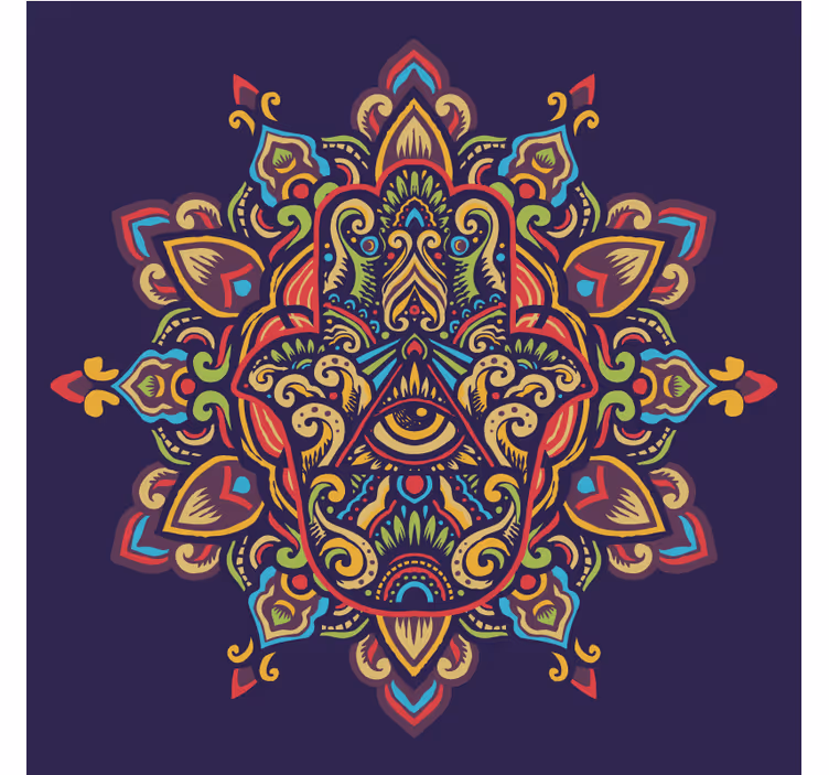 Toile fenêtre chambre main de fatima colorée - TenStickers