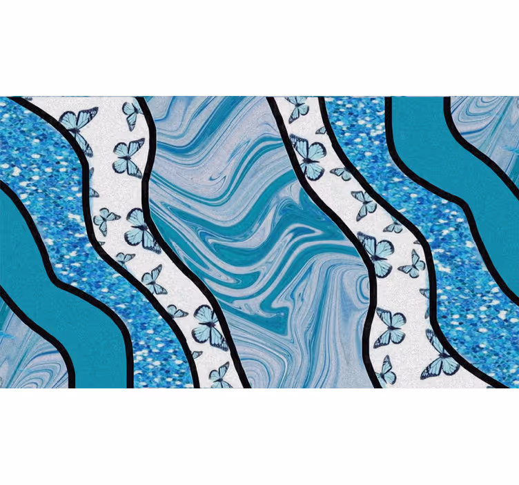 Toile fenêtre chambre rayures texturées bleues - TenStickers