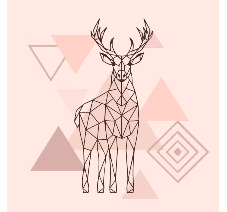 Toile fenêtre chambre renne polygonal nordique - TenStickers