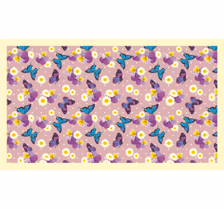 Toile fenêtre chambre papillon à pois roses - TenStickers
