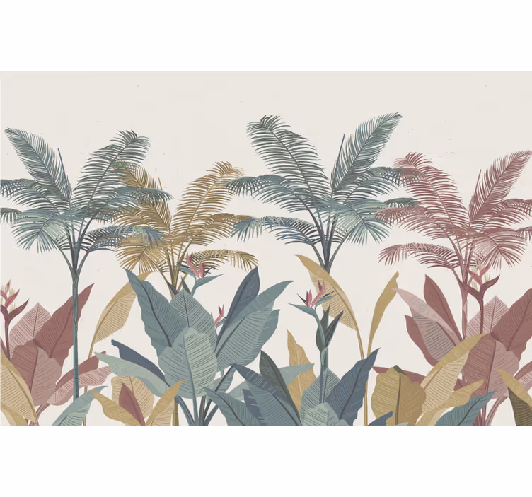 Toile fenêtre chambre plantes tropicales terracotta - TenStickers
