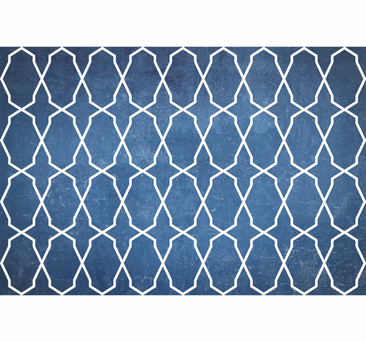 Toile fenêtre chambre motif losanges ondulés bleus et blancs - TenStickers