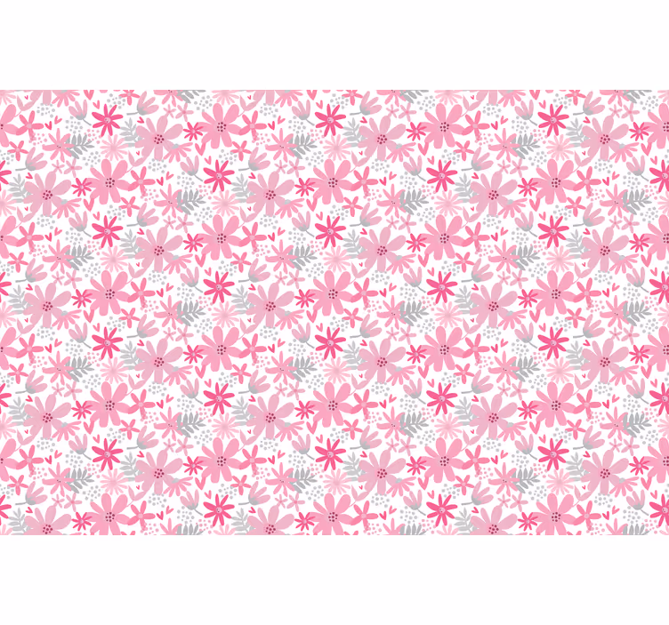 Toile fenêtre chambre imprimé floral 'yambo' rose - TenStickers