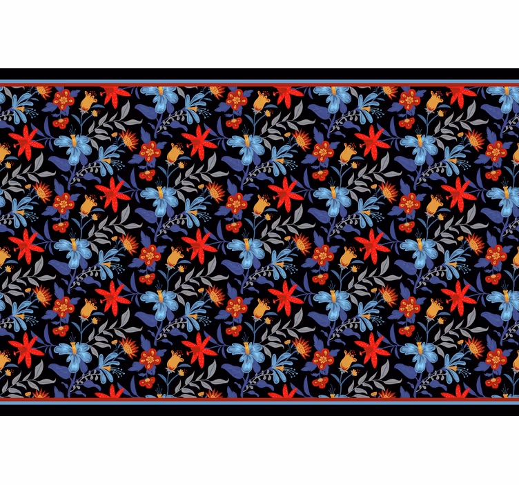 Toile fenêtre chambre imprimé floral 'tricot' noir - TenStickers