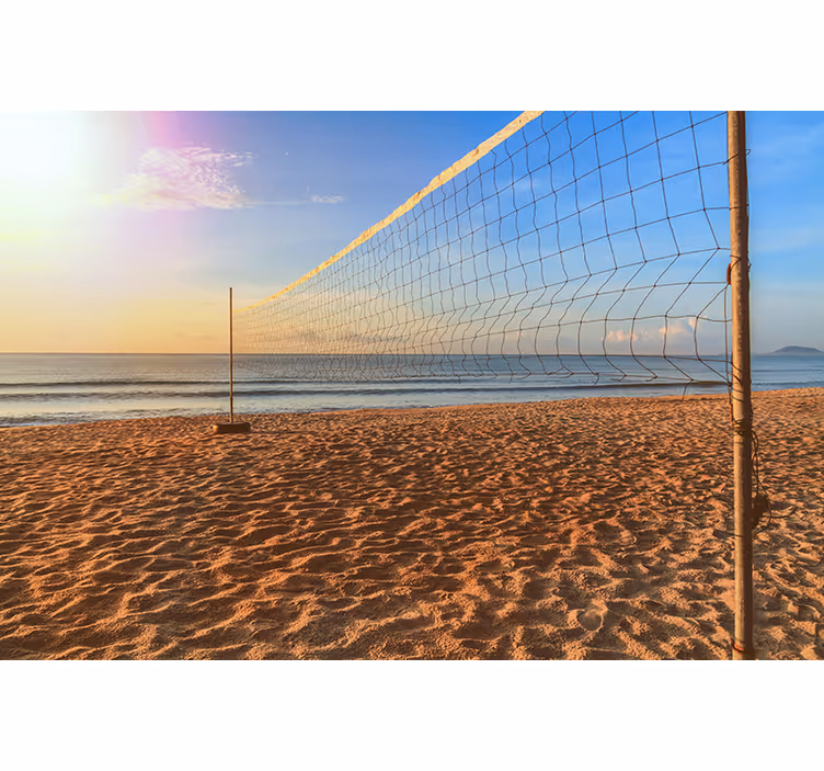 Toile fenêtre chambre volley rouge plage - TenStickers