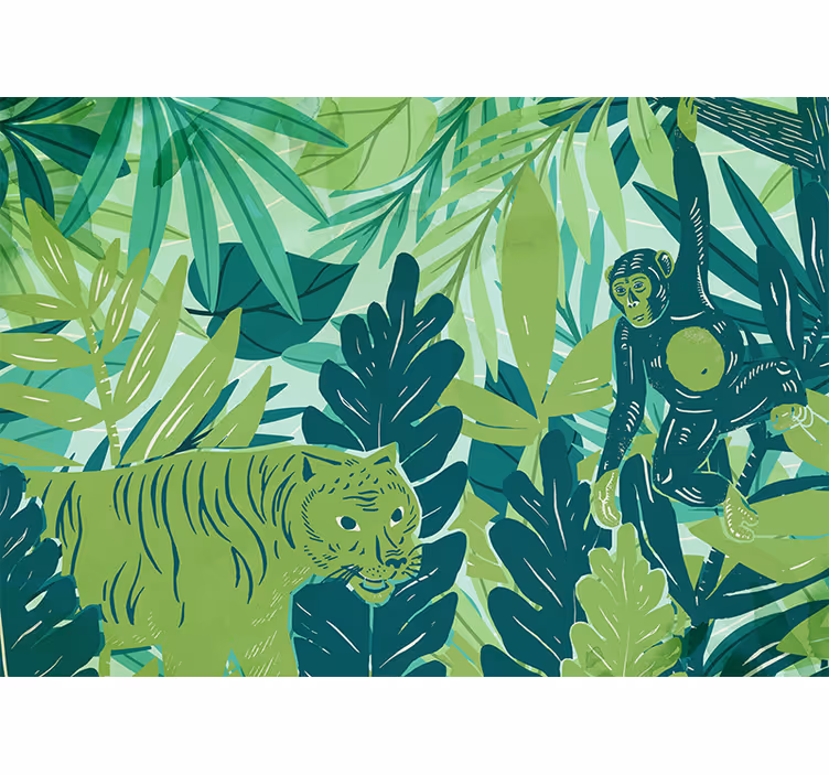 Toile fenêtre chambre jungle bohémienne maximaliste - TenStickers