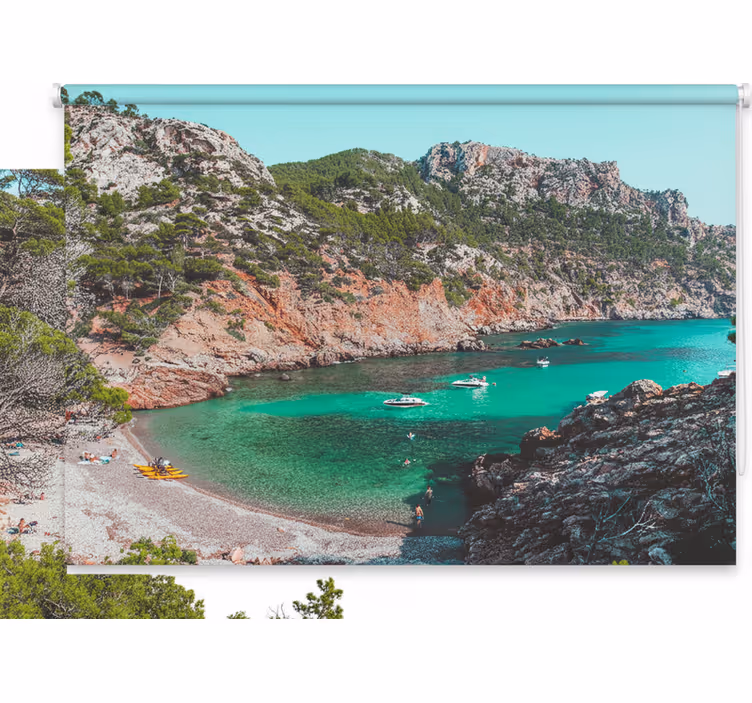 Toile fenêtre chambre plage magnifique avec rochers - TenStickers