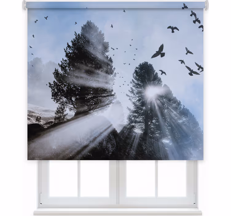 Toile fenêtre chambre oiseaux vintage dans les airs - TenStickers