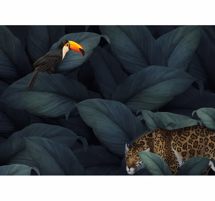 Toile fenêtre chambre nuit en jungle - TenStickers