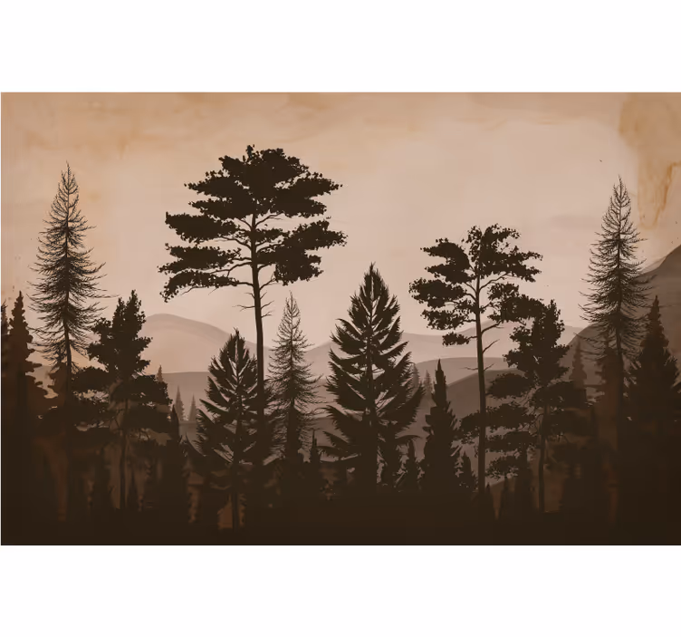 Toile fenêtre chambre forêt colorée chaude scandinave - TenStickers