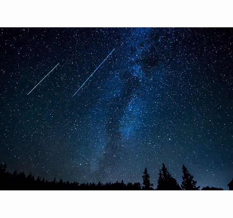 Toile fenêtre chambre paysage de belles étoiles filantes - TenStickers