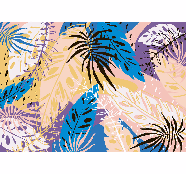 Toile fenêtre chambre feuilles aquarelle 3d - TenStickers