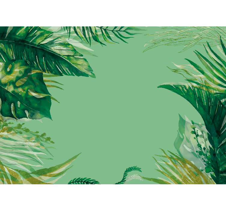 Toile fenêtre chambre feuilles de bananier peintes à la main - TenStickers