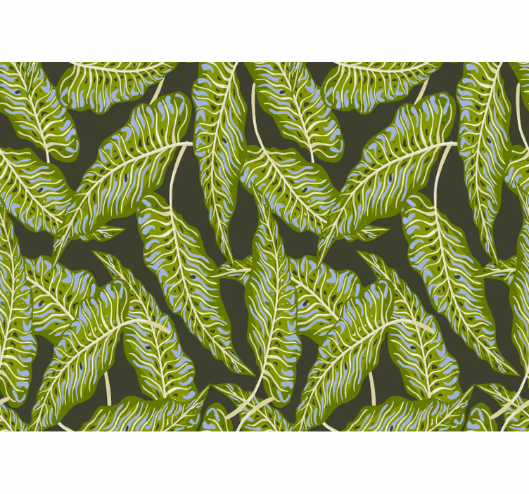 Toile fenêtre chambre feuilles de banane vert foncé - TenStickers