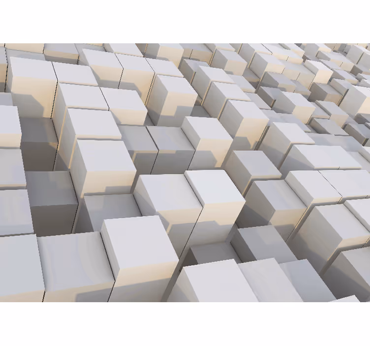 Toile blanche fenêtre cubes blancs minimalistes bord noir - TenStickers
