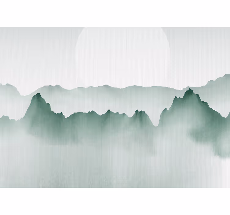 Toile blanche fenêtre paysage abstrait style japandi - TenStickers
