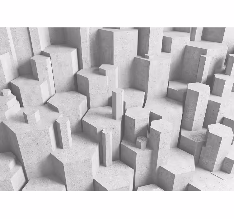 Toile blanche fenêtre formes géométriques 3d béton - TenStickers