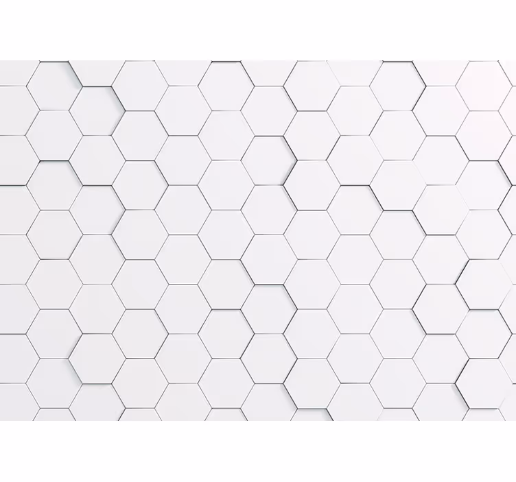 Toile blanche fenêtre motif hexagones blancs ombrés - TenStickers